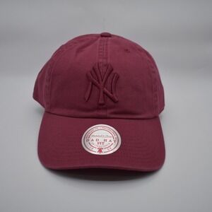 Mitchell & Ness MLB New York Yankees Tonal Embroidered Dad Cap Hat Maroon NEW